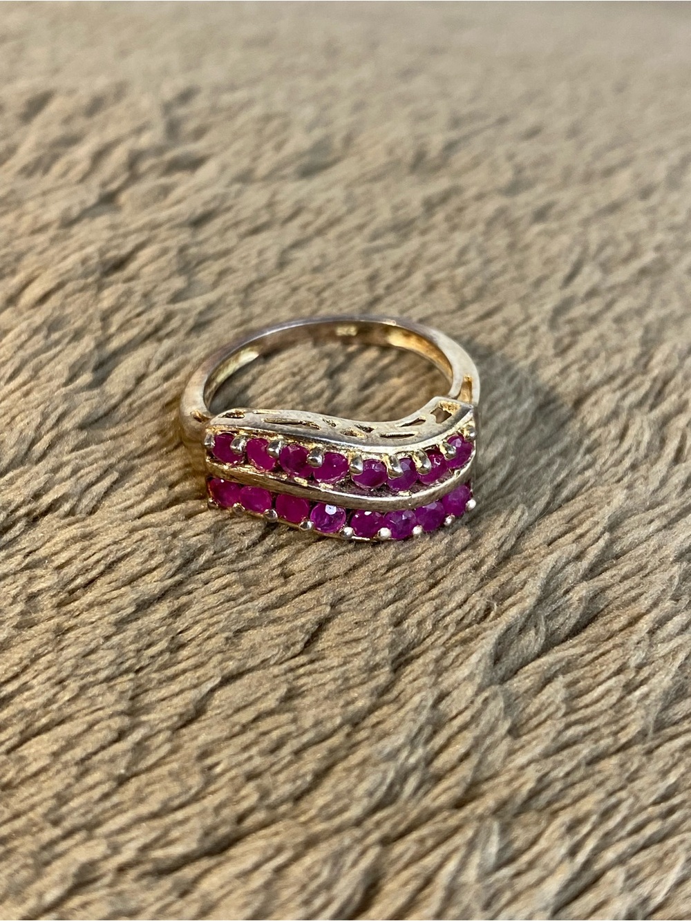 925 Sterling Silver Ruby Diamond Ring with Channel Set Gemstones size 6.5